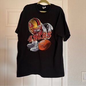 Vintage 1996 SF 49ers NFL football Black T-Shirt 100% Cotton Unisex Bay Sports